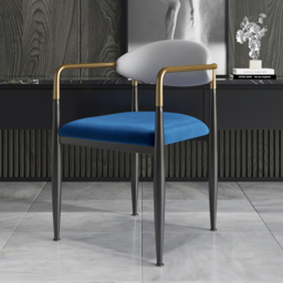 Otrast Series Set of 8 Modern Dining Chairs Upholstered in Blue & White - thumbnail 2