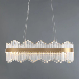 Crystina Modern Oval LED Crystal Kitchen Island Light Brass with Tubes Shaped - thumbnail 7