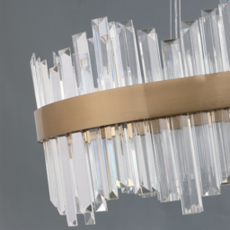 Crystina Modern Oval LED Crystal Kitchen Island Light Brass with Tubes Shaped - thumbnail 8