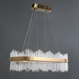Crystina Modern Oval LED Crystal Kitchen Island Light Brass with Tubes Shaped - thumbnail 6