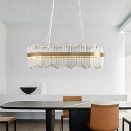 Crystina Modern Oval LED Crystal Kitchen Island Light Brass with Tubes Shaped - thumbnail 3