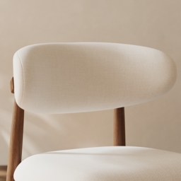 Modern Walnut Linen Dining Chair with Rubber Wood Legs, 1 Piece - thumbnail 7