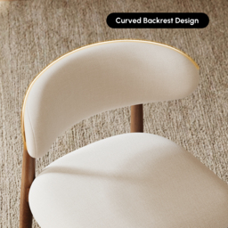 Modern Walnut Linen Dining Chair with Rubber Wood Legs, 1 Piece - thumbnail 5