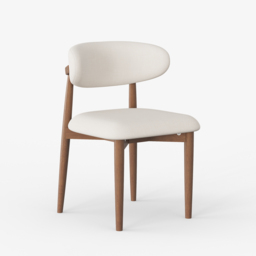 Modern Walnut Linen Dining Chair with Rubber Wood Legs, 1 Piece - thumbnail 9