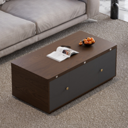 Modern Walnut Multi-functional Rectangle Lift-top Coffee Table Extendable with Storage - thumbnail 2