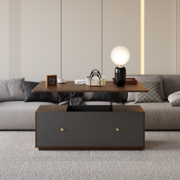 Modern Walnut Multi-functional Rectangle Lift-top Coffee Table Extendable with Storage - thumbnail 6