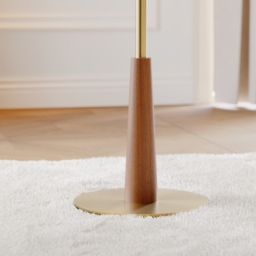 Round Mid-Century Modern Cocktail Table Walnut & Gold Side Table - thumbnail 9