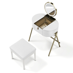 Leather Glass Mini Saddle Dressing Table Set with Top and Jewellery Organiser - thumbnail 8