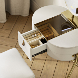 Leather Glass Mini Saddle Dressing Table Set with Top and Jewellery Organiser - thumbnail 6
