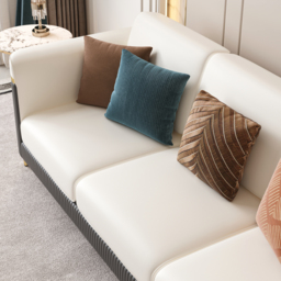 3 PCS Vertex Sofa Set with Chair Modern Beige Living Room Sofa Set with Cushion - thumbnail 6