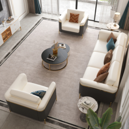 3 PCS Vertex Sofa Set with Chair Modern Beige Living Room Sofa Set with Cushion - thumbnail 3