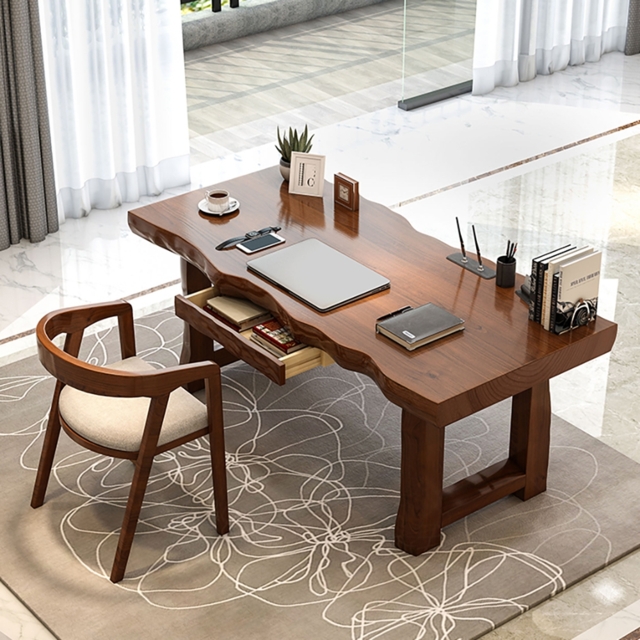 1500mm Modern Walnut Home Office Desk with Drawer Storage Rubber wood Desk - image 1