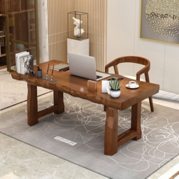 1500mm Modern Walnut Home Office Desk with Drawer Storage Rubber wood Desk - thumbnail 3