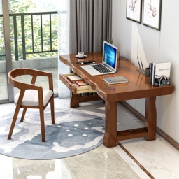 1500mm Modern Walnut Home Office Desk with Drawer Storage Rubber wood Desk - thumbnail 2