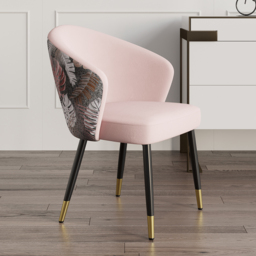 Set of 6 Velvet Dining Chairs Upholstered Modern Pink Dining Room Chairs with Arm