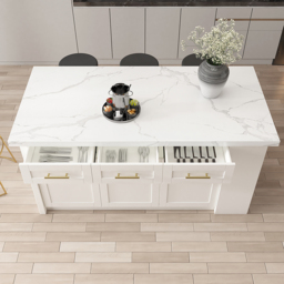 1830 mm Large White Kitchen Island with Storage Modern Kitchen Cabinet - thumbnail 3