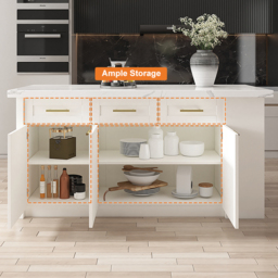 1830 mm Large White Kitchen Island with Storage Modern Kitchen Cabinet - thumbnail 4