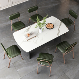 Faux Leather Dining Chairs with Upholstered & Metal Frame Modern Green Dining Room Chairs 6-Pieces - thumbnail 7
