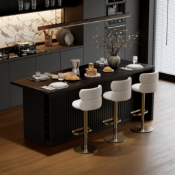 183 cm Sintered Stone Top Kitchen Island with Storage Black - thumbnail 1