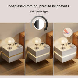 Floating Smart LED Bedside Table Wireless Charging Station Bedside Table with Light White - thumbnail 8