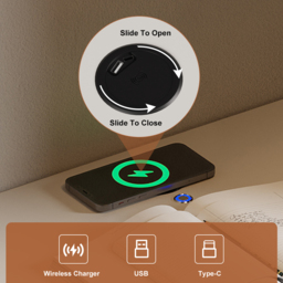 Floating Smart LED Bedside Table Wireless Charging Station Bedside Table with Light White - thumbnail 5