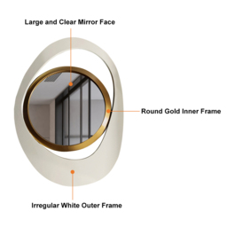 Modern Warm White & Gold Geometric Wall Mirror Decor for Living Room Bedroom - thumbnail 9