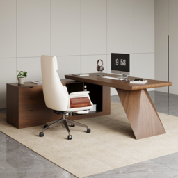 Modern Walnut Large L-Shape Executive Desk with Drawers & Cabinet Left Hand Office Furniture (180 cm) - thumbnail 2