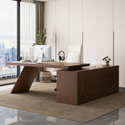 Modern Walnut Large L-Shape Executive Desk with Drawers & Cabinet Left Hand Office Furniture (180 cm) - thumbnail 4