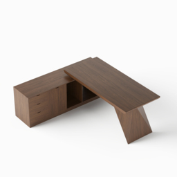 Modern Walnut Large L-Shape Executive Desk with Drawers & Cabinet Left Hand Office Furniture (180 cm) - thumbnail 9