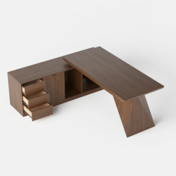 Modern Walnut Large L-Shape Executive Desk with Drawers & Cabinet Left Hand Office Furniture (180 cm) - thumbnail 8