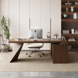 Modern Walnut Large L-Shape Executive Desk with Drawers & Cabinet Left Hand Office Furniture (180 cm) - thumbnail 3