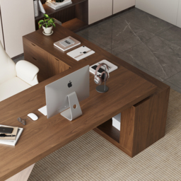 Modern Walnut Large L-Shape Executive Desk with Drawers & Cabinet Left Hand Office Furniture (180 cm) - thumbnail 6