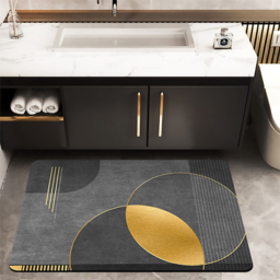 2 Pieces Modern Black & Gold Bath Mat Set Bathroom Rugs 400mm x 600mm & 500mm x 800mm - thumbnail 3