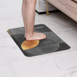 2 Pieces Modern Black & Gold Bath Mat Set Bathroom Rugs 400mm x 600mm & 500mm x 800mm - thumbnail 6