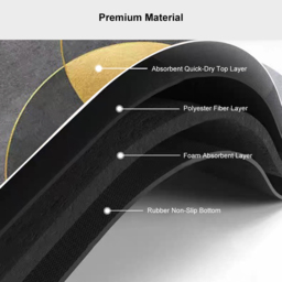 2 Pieces Modern Black & Gold Bath Mat Set Bathroom Rugs 400mm x 600mm & 500mm x 800mm - thumbnail 9