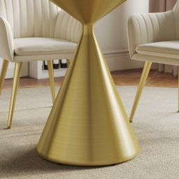 1000mm Sintered Stone Round Dining Table with Brushed Gold Base Seats 2-4 People - thumbnail 7