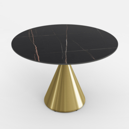 1000mm Sintered Stone Round Dining Table with Brushed Gold Base Seats 2-4 People - thumbnail 8