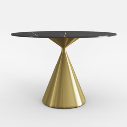 1000mm Sintered Stone Round Dining Table with Brushed Gold Base Seats 2-4 People - thumbnail 9