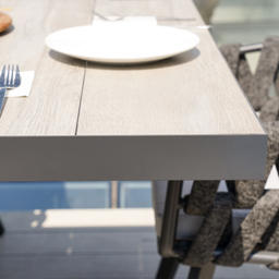 7-Piece Outdoor Extendable Dining Set with 6 Rope Weave Chairs (1631 mm - 2141 mm) in Grey - thumbnail 5