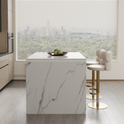 Modern 127 cm Glossy Sintered Stone Kitchen Island with Storage, White & Black - thumbnail 8