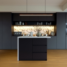 Modern 127 cm Glossy Sintered Stone Kitchen Island with Storage, White & Black - thumbnail 7