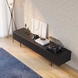 Modern 2000mm TV Stand with Drawers Line Media Console with Black Metal Legs - thumbnail 4