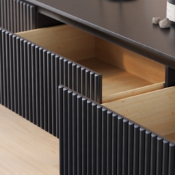 Modern 2000mm TV Stand with Drawers Line Media Console with Black Metal Legs - thumbnail 6