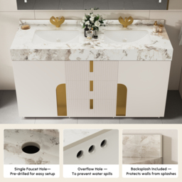 Artis 150 cm Double Bathroom Vanity with Sink, Sintered Stone top, Ample Storage - thumbnail 8