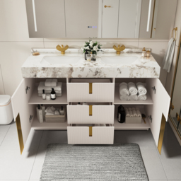 Artis 150 cm Double Bathroom Vanity with Sink, Sintered Stone top, Ample Storage - thumbnail 4