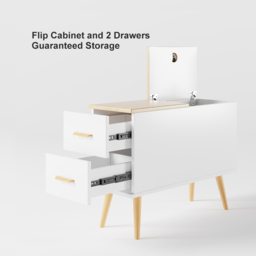 Natural Rectangle End Table with Drawers Modern Sofa Table for Living Room - thumbnail 8