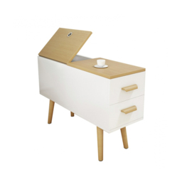 Natural Rectangle End Table with Drawers Modern Sofa Table for Living Room - thumbnail 6