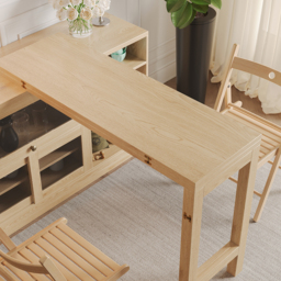 "47"" Natural Storage Sideboard Cabinet Extendable Wood Buffet Foldable Dining Table" - thumbnail 6