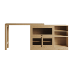 "47"" Natural Storage Sideboard Cabinet Extendable Wood Buffet Foldable Dining Table" - thumbnail 7