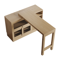 "47"" Natural Storage Sideboard Cabinet Extendable Wood Buffet Foldable Dining Table" - thumbnail 8